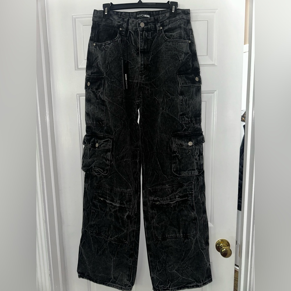Fashion Nova Black Cargo Pants Durable Design